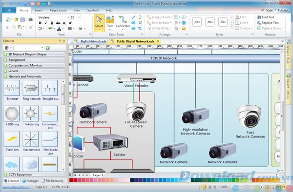 Giao diện của Edraw Network Diagram