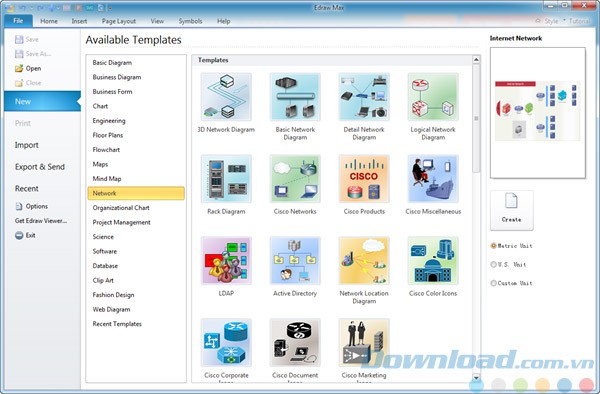 Thư viện mẫu của Edraw Network Diagram