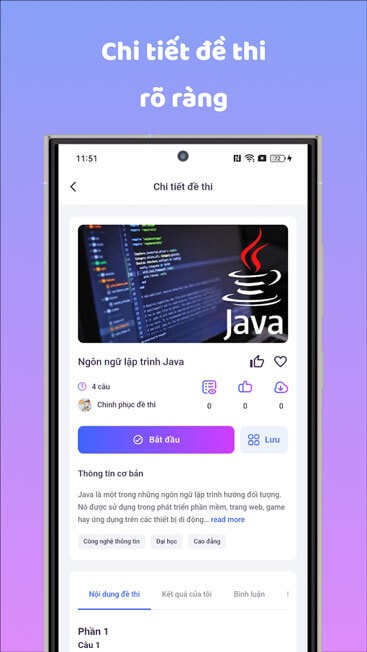 Chi tiết đề thi rõ ràng