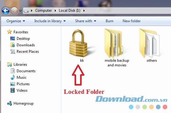 Thư mục đã được bảo mật an toàn với EG Folder Lock