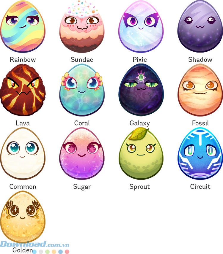 Hình ảnh 13 loài trứng trong game