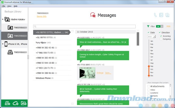 Giao diện của Elcomsoft Explorer for WhatsApp