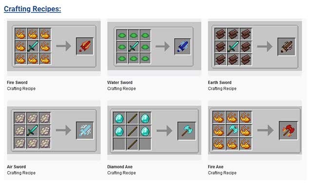 Công thức chế tạo vũ khí trong Elemental Powers Mod (1)