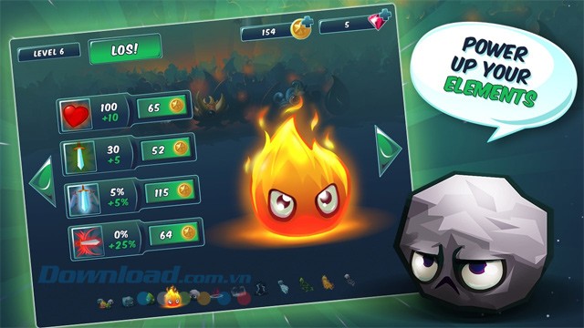 Tăng sức mạnh cho nguyên tố trong Elements vs. Monsters