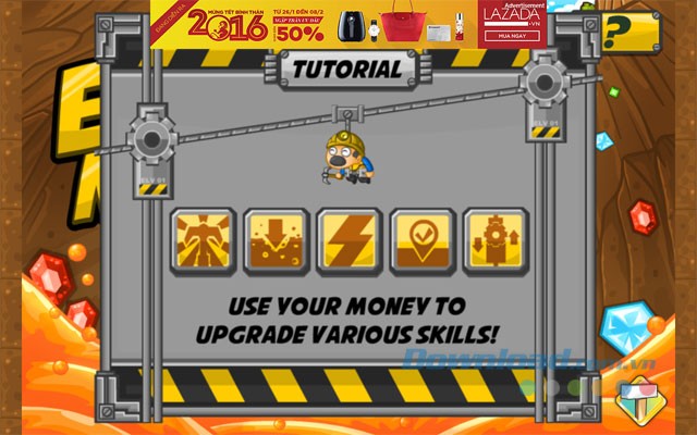 Sử dụng tiền để mua kĩ năng cho nhân vật