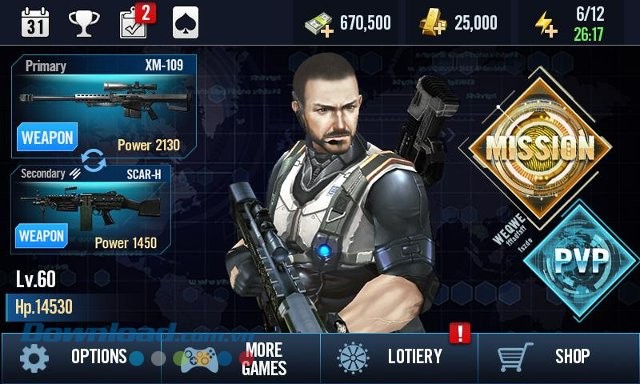 Nâng cấp nhân vật trong game Elite Killer: SWAT