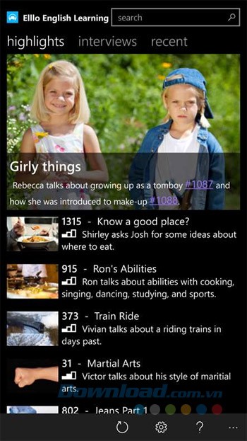 Giao diện chính Elllo English Learning