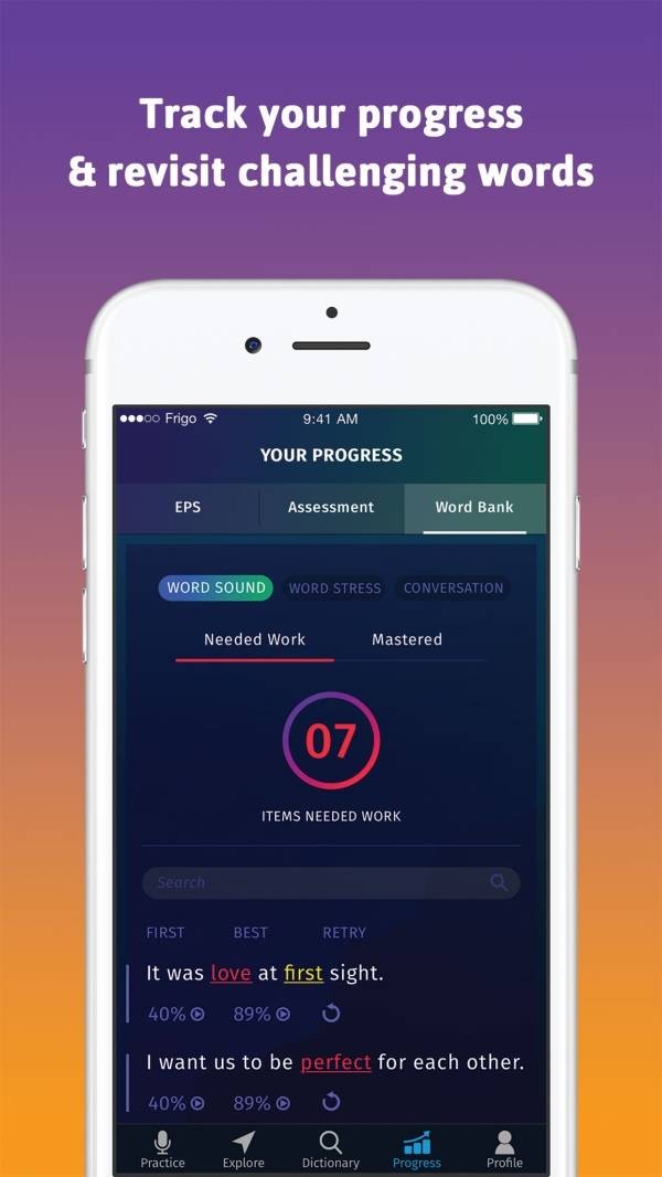 Theo dõi tiến trình học trên ELSA Speak cho iOS