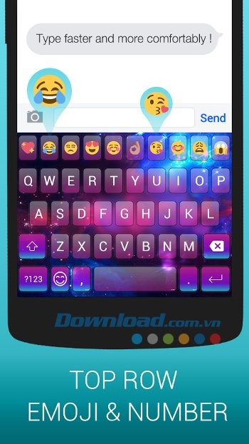 Gõ emoji nhanh hơn với hàng số và icon phía trên cùng
