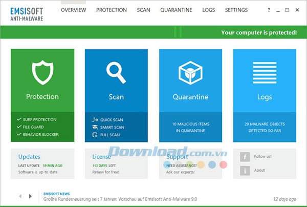 Emsisoft Anti-Malware phiên bản Free
