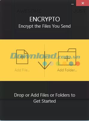 Giao diện của phần mềm mã hóa tập tin Encrypto