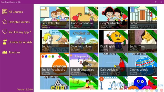 Giao diện của English for Kid