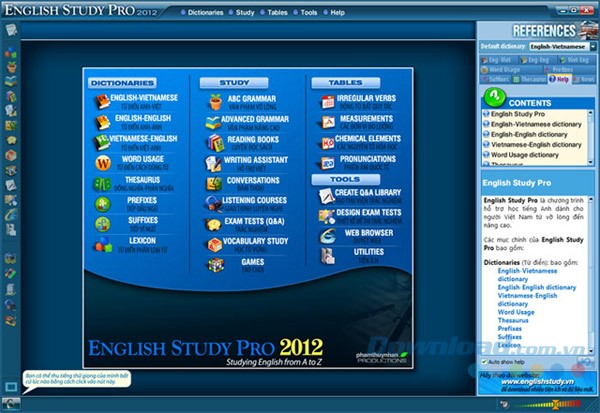 Giao diện chính của English Study Pro