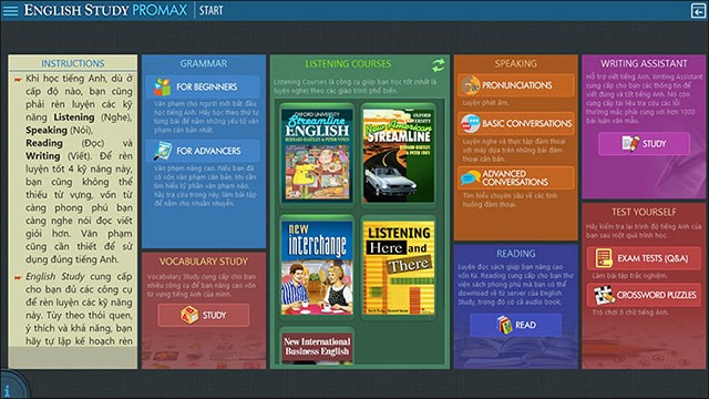 Giao diện chính của English Study PROMAX