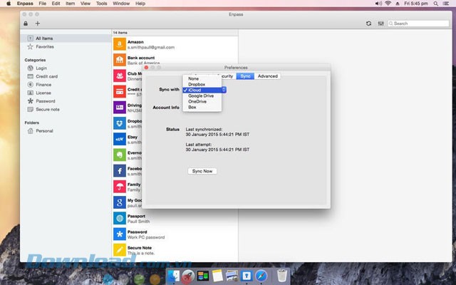 Đồng bộ hóa với tài khoản đám mây