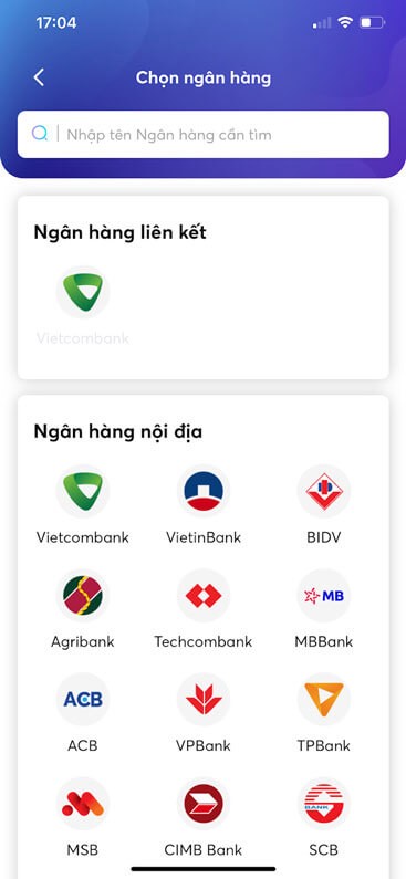 Liên kết với nhiều ngân hàng