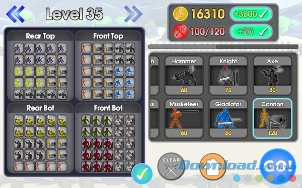 Epic Battle Simulator cho Android có rất nhiều cấp độ khó đang chờ người chơi chinh phục