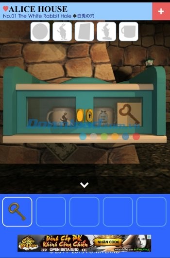 Chìa khóa để mở căn phòng trong game Escape Alice House cho Android