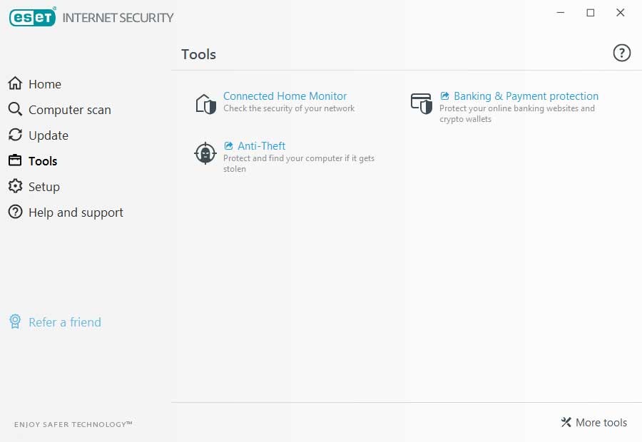 Các công cụ chính trong ESET Internet Security