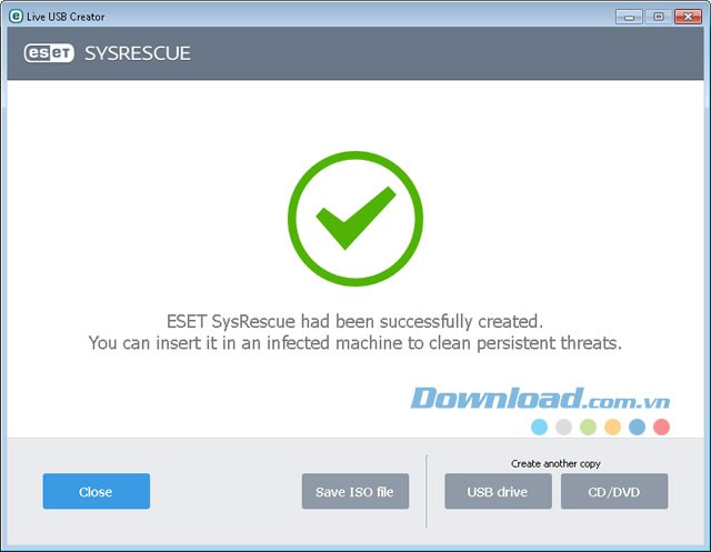 Cài đặt thành công Eset Syrescue lên máy tính