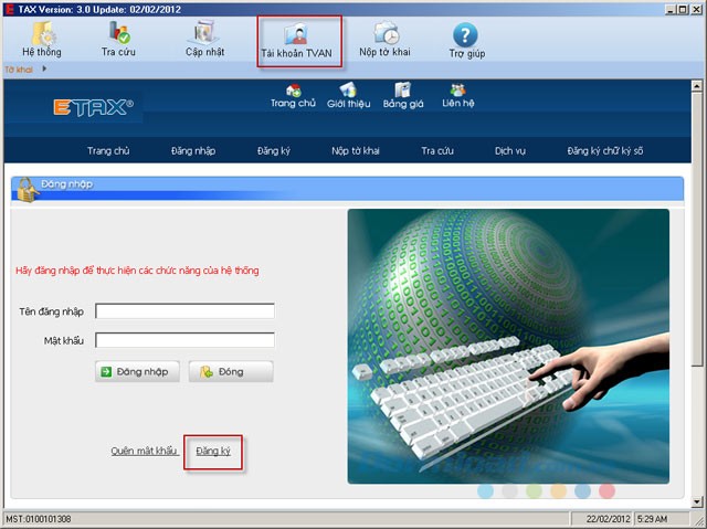 Tải eTax - Phần mềm kê khai thuế qua mạng