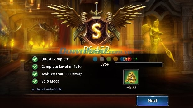 Chiến thắng để lên cấp và nhận thưởng