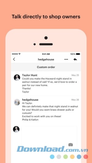 Etsy cho iOS hỗ trợ giao tiếp trực tiếp với người bán