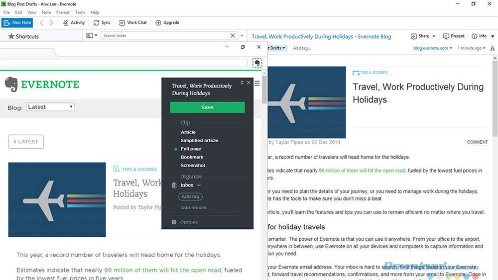 Lưu ghi chú từ web