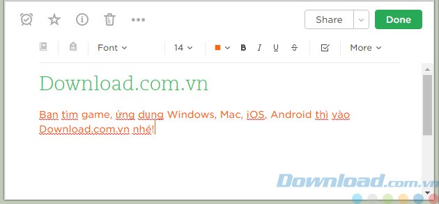 Tạo ghi chú trong Evernote Web