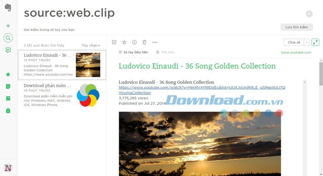 Xem lại nội dung trên Evernote