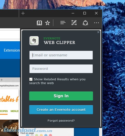 Đăng nhập tài khoản Evernote