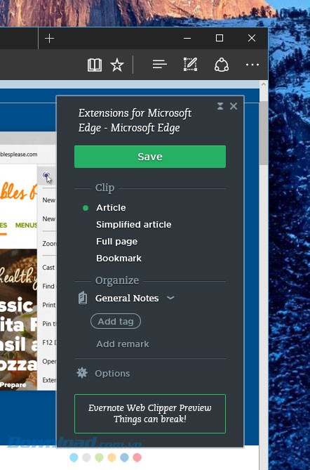 Lựa chọn lưu nội dung web