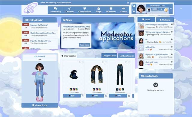 Trang web của game Everskies hiện vẫn đang được phát triển