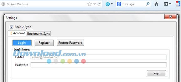 Đăng nhập EverSync trên Firefox