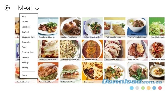 Everyday Food phân chia món ăn theo danh mục để người dùng tiện tìm kiếm