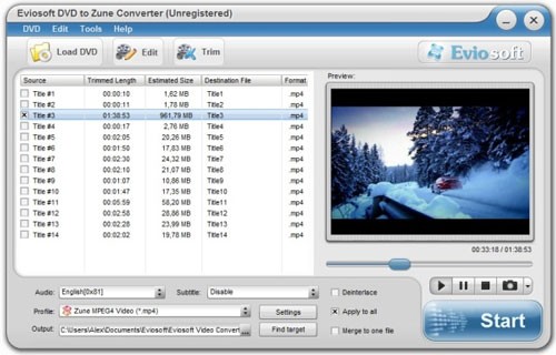 Eviosoft DVD to Zune Converter
