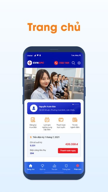 Giao diện trang chủ