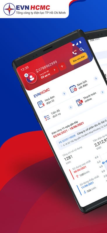 Giao diện chính của EVNHCMC CSKH