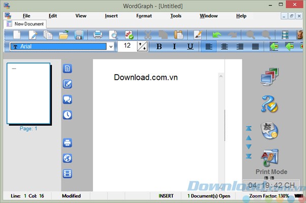 Giao diện trình soạn thảo văn bản miễn phí