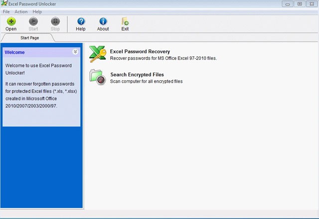 Giao diện phần mềm Excel Password Unlocker