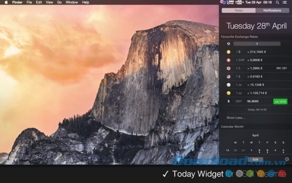 Exchange Rates cho Mac nằm gọn gàng trên màn hình máy tính
