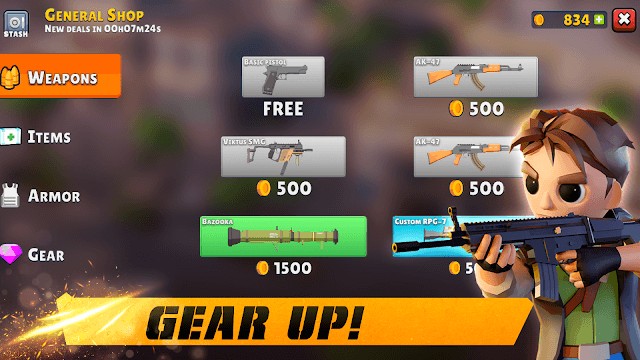 Exfil: Loot & Extract cung cấp một kho vũ khí đa dạng để bạn lựa chọn, sử dụng