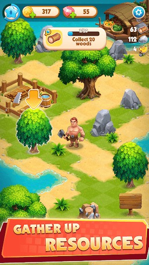 Thu thập tài nguyên để sinh tồn trên đảo hoang trong game Exilesland