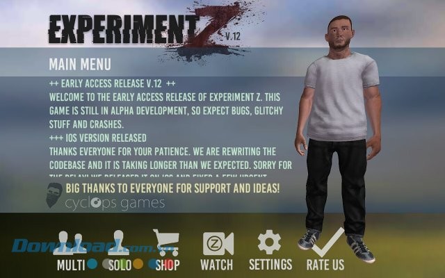 Giao diện game Experiment Z