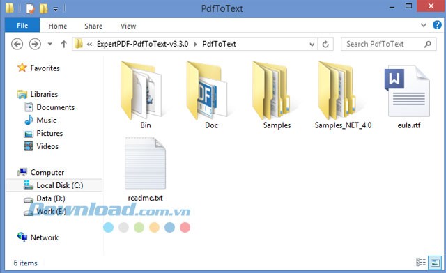 Các thư mục chứa trong file tải về