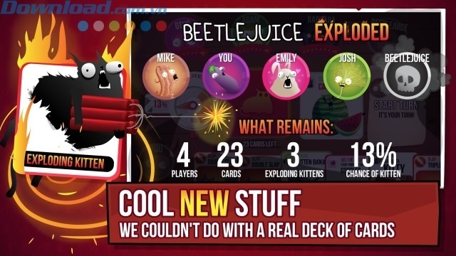 Thẻ bài hình chú mèo ôm bom sẽ khiến bạn nổ tung khi bốc phải