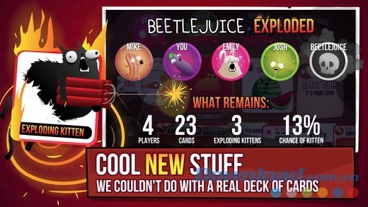 Sở hữu nhiều thẻ bài siêu ngộ khi tải Exploding Kittens cho iOS