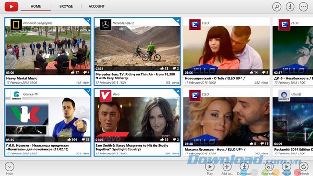 Trang Home của ứng dụng