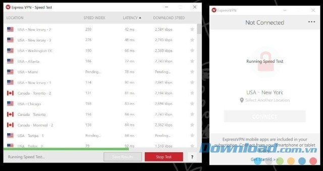 Kiểm tra tốc độ bằng phần mềm mạng riêng ảo ExpressVPN cho máy tính