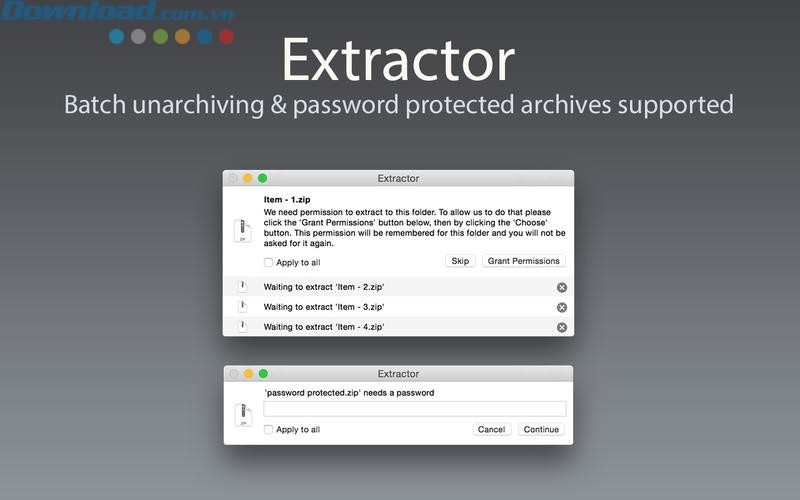 Trích xuất tệp tin nhanh chóng, hỗ trợ cả file có mật khẩu